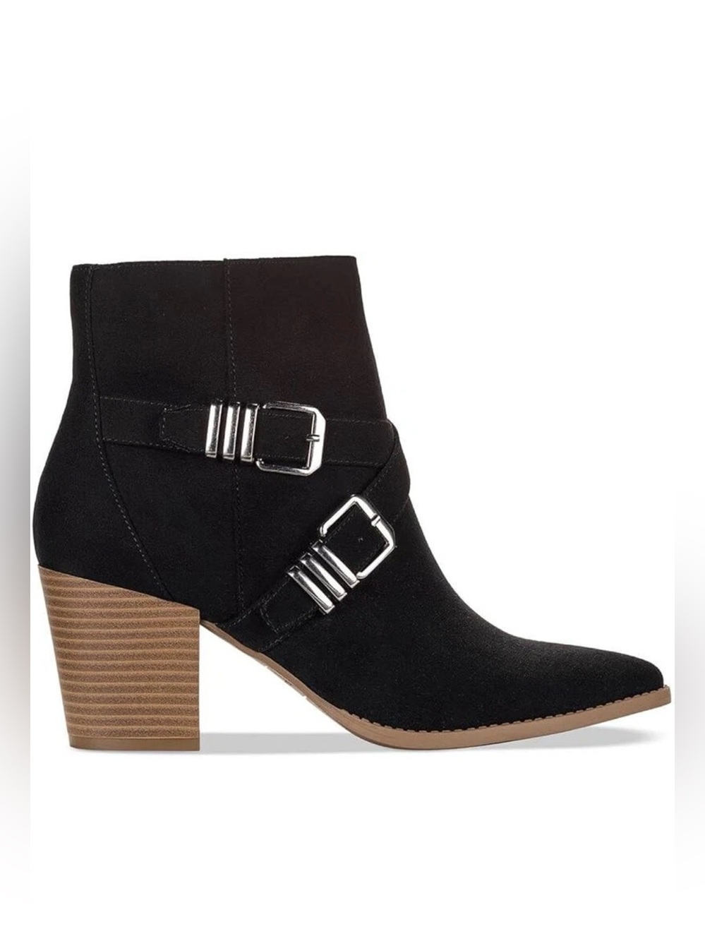 SUN STONE Womens ELYSSAA Block Heel Booties | Black| 9.5